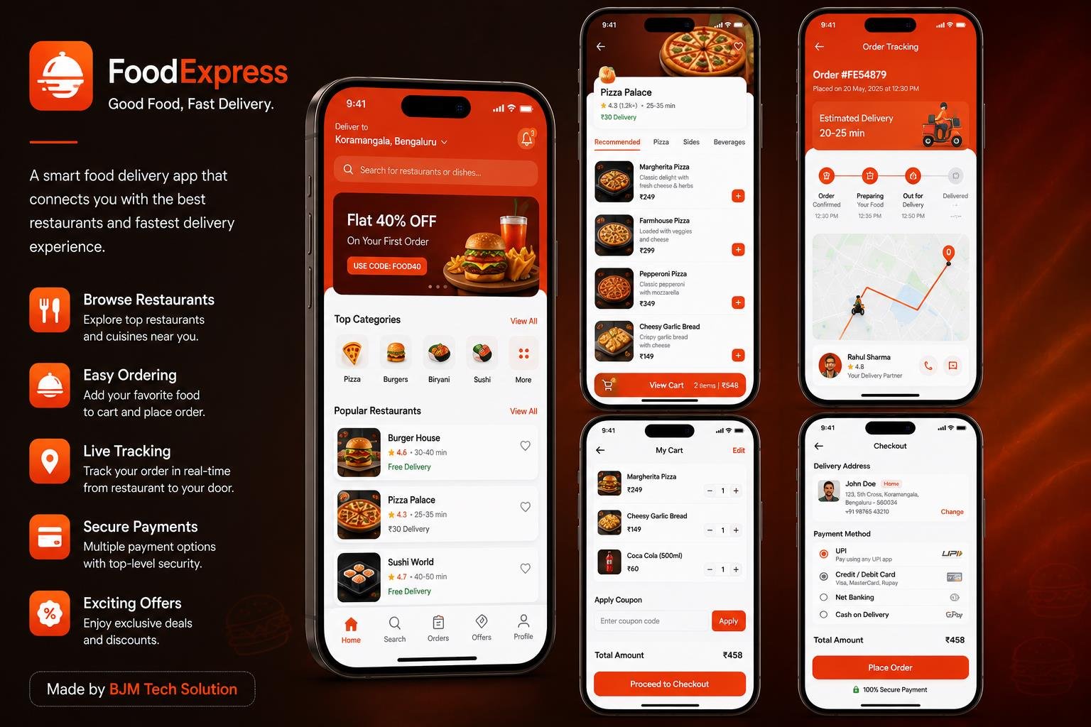 FoodExpress food delivery mobile app order tracking screenshot
