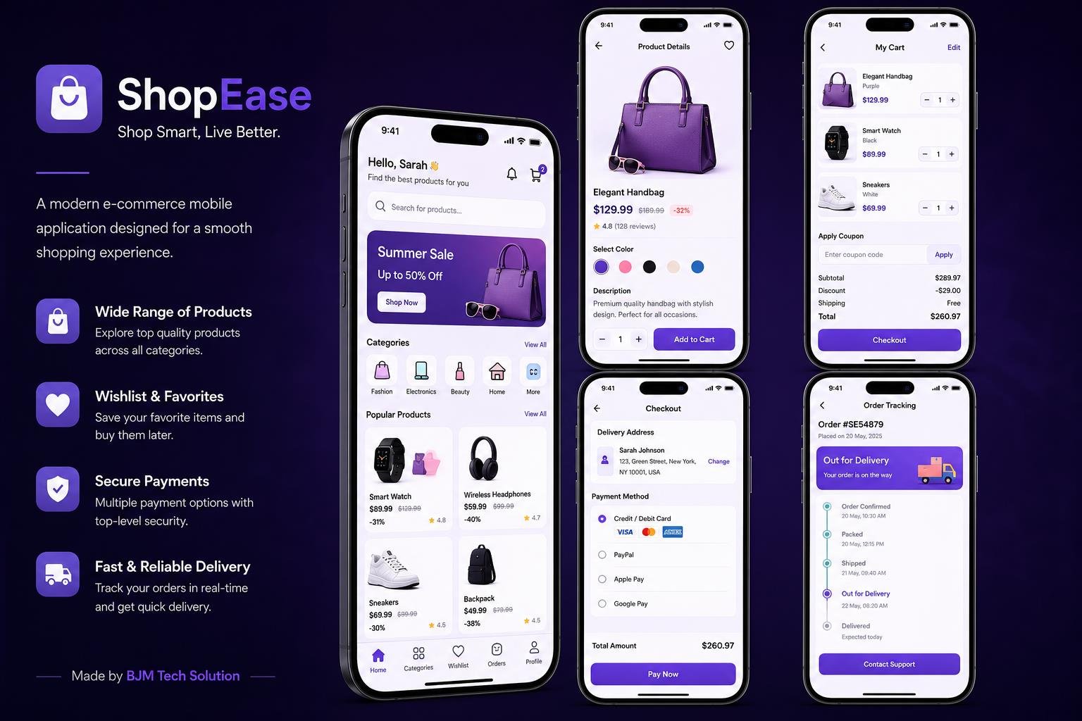 ShopEase e-commerce mobile app product listing screenshot