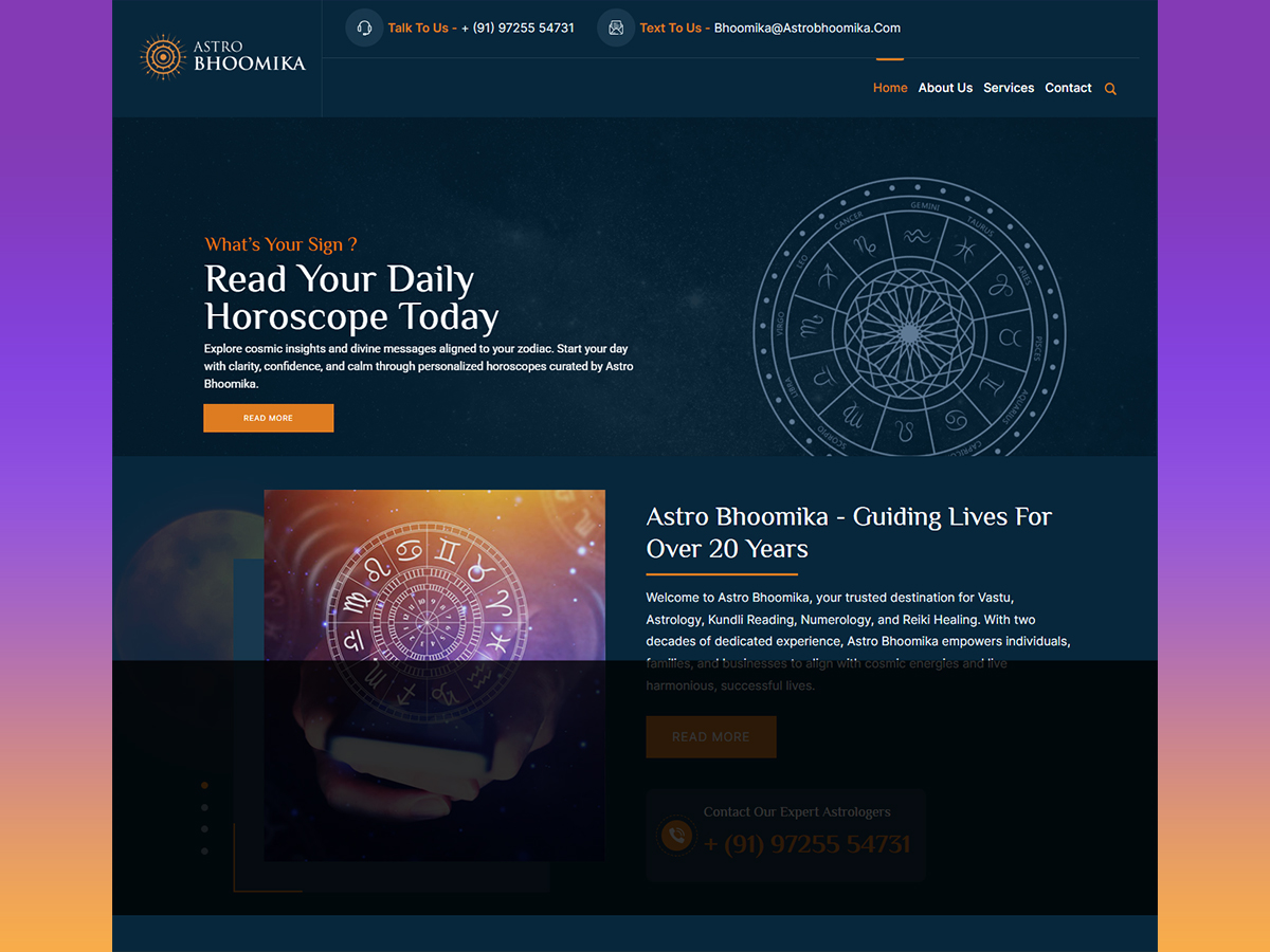 Astro Bhoomika astrology website project